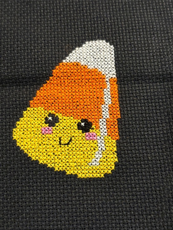 Handmade Other - Completed Candy Corn on Black Cross stitch